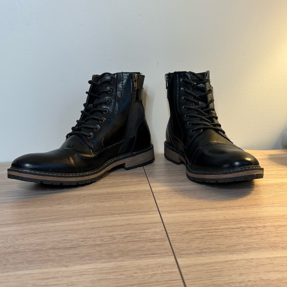 Black Madden Men's Steve Titan Boots 9.5 Cap-Toe Fashion Lace Zip Up Boot - Picture 2 of 9